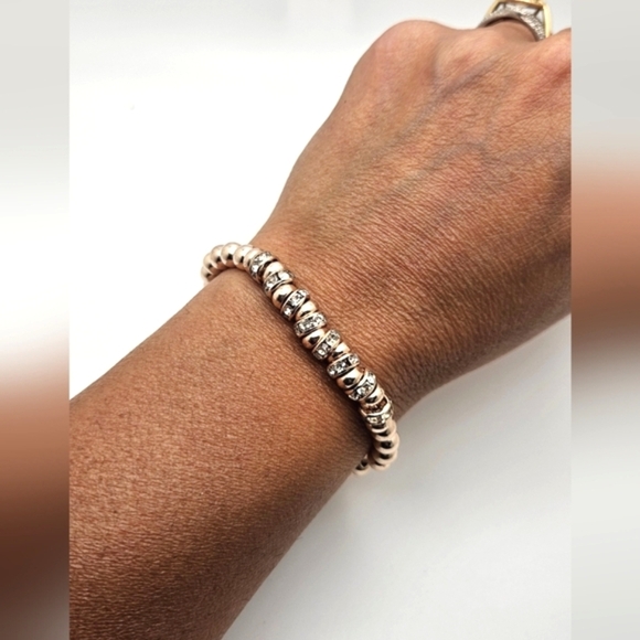 ๐ข3/$19๐ข Rose Gold Slide Bracelet Spheres and Rhinestone Beads - Picture 2 of 6
